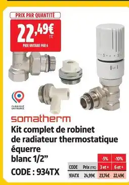 Screwfix Somatherm kit complet de robinet de radiateur thermostatique équerre blanc 1/2” offre