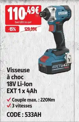 Screwfix Erbauer visseuse à choc 18v li-ion ext offre