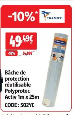 Screwfix Tramico bâche de protection réutilisable polyprotec activ offre