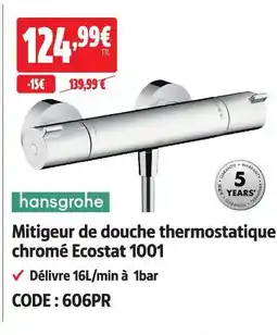 Screwfix Hansgrohe mitigeur de douche thermostatique chromé ecostat 1001 offre