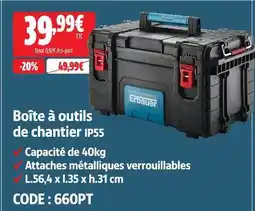 Screwfix Erbauer boîte à outils de chantier ip55 offre