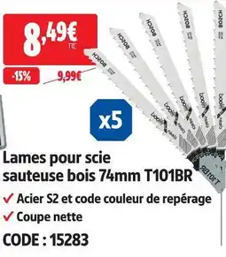 Screwfix Bosch lames pour scie sauteuse bois 74mm t101br offre