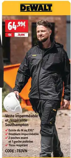 Screwfix Dewalt veste imperméable et respirante southampton offre
