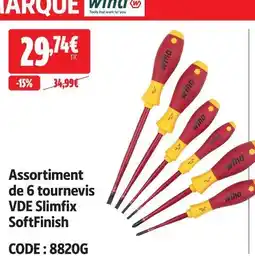 Screwfix Wiha assortiment de 6 tournevis vde slimfix softfinish offre