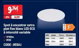 Screwfix Spot à encastrer extra plat fixe blanc led eco à intensité variable offre