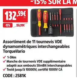 Screwfix Assortiment de 11 tournevis vde dynamométriques interchangeables torquevario offre