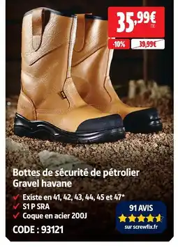 Screwfix Bottes de sécurité de pétrolier gravel havane offre