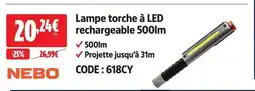Screwfix Nebo lampe torche à led rechargeable 500lm offre