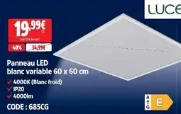 Screwfix Luce panneau led blanc variable 60 x 60 cm blanc variable 60 x 60 cm offre