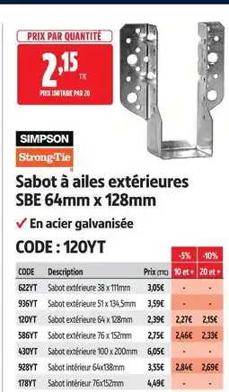 Screwfix Simpson strong-tie sabot extérieure offre