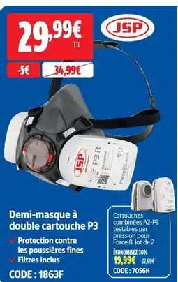 Screwfix Jsp demi-masque à double cartouche p3 offre