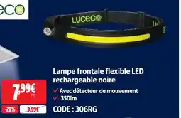 Screwfix Luceco lampe frontale flexible led rechargeable noire offre