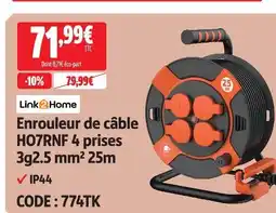Screwfix Link2home enrouleur de câble h07rnf 4 prises 3g2.5 mm² offre