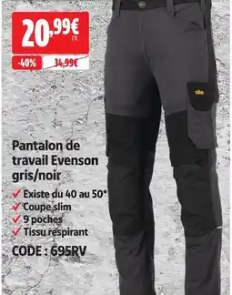 Screwfix Evenson pantalon de travail gris/noir offre