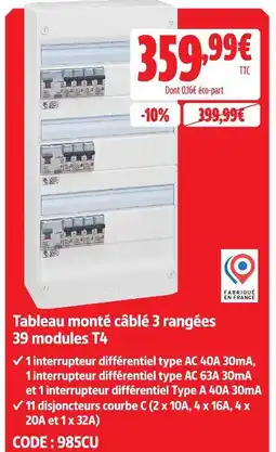 Screwfix Tableau monté câblé 3 rangées 39 modules t4 offre