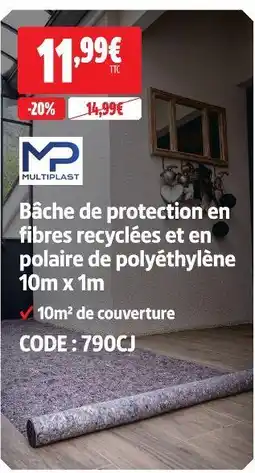 Screwfix Multiplast bâche de protection en fibres recyclées et en polaire de polyéthylène 10m x 1m offre
