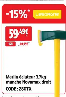 Screwfix Leborgne merlin éclateur 3,7kg manche novamax droit offre