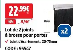 Screwfix Lot de 2 joints à brosse pour portes offre