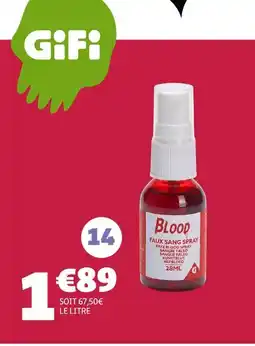 GiFi Gifi spray faux sang 28 ml offre