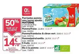 Promocash Materne - pom'potes pomme sans sucres ajoutés offre