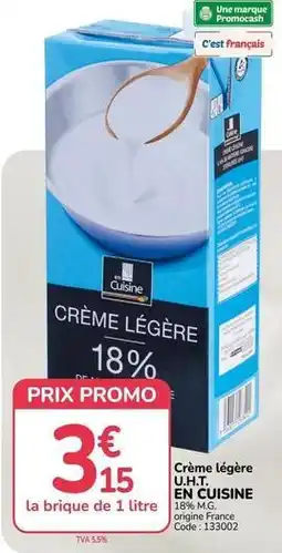 Promocash Promo - crème légère u.h.t. en cuisine offre