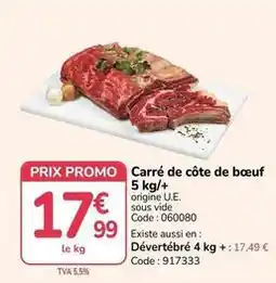 Promocash Promo - carré de côte de bœuf 5 kg/+ offre