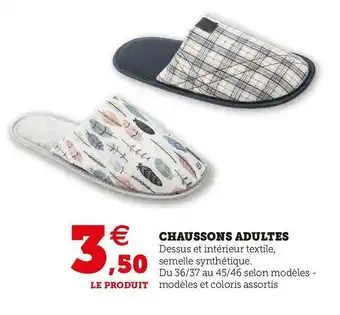 Super U Chaussons adultes offre