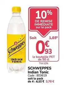 Promocash Schweppes - indian tonic offre