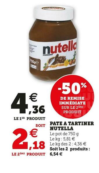 Super U Nutella pâte à tartiner offre