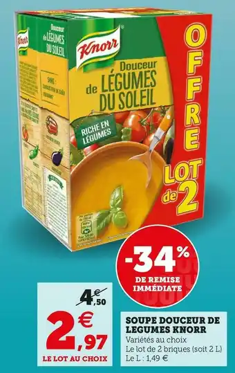 Super U Knorr soupe douceur de legumes offre