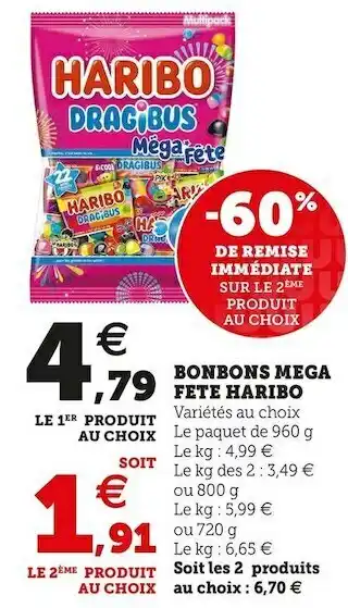 Super U Haribo bonbons mega fete offre