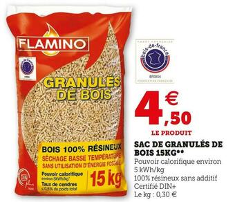 Super U Flamino sac de granulés de bois 15kg offre