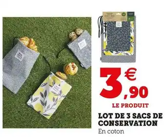 Super U Lot de 3 sacs de conservation offre