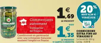 Super U U cornichons extra fins au vinaigre offre