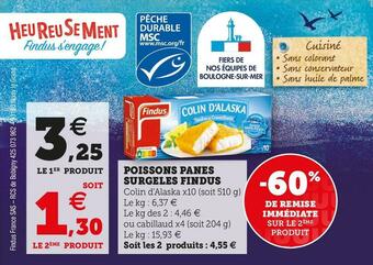 Super U Findus poissons panes surgeles offre
