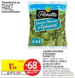 Intermarché Contact Florette Jeunes Pousse d'Epinard offre