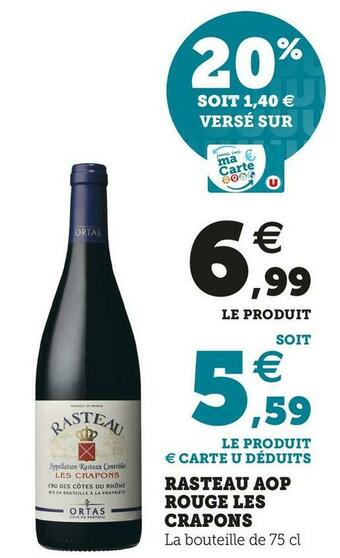 Super U Rasteau aop rouge les crapons offre