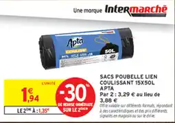Intermarché Contact Apta Sacs poubelle lien coulissant offre