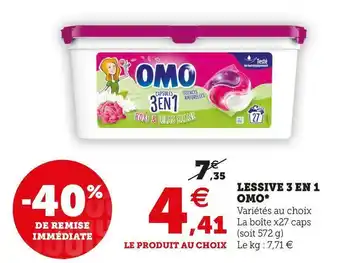 Super U Omo lessive 3 en 1* offre