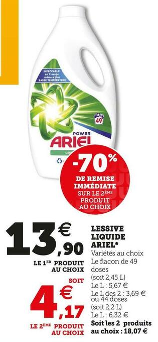 Super U Ariel lessive liquide offre