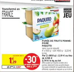 Intermarché Contact PAQUITO PURÉE DE FRUITS POMME-POIRE offre