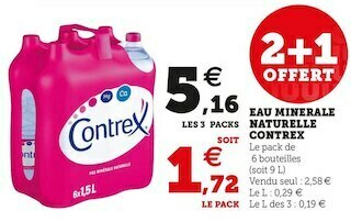 Super U Contrex eau minerale naturelle offre