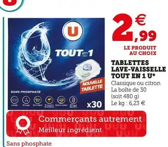 Super U Tablettes lave-vaisselle tout en 1 u* offre