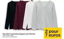 Zeeman Tee-shirt à manches longues col v femme offre