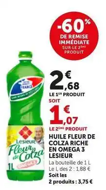 Bi1 Lesieur - huile fleur de colza riche en omega 3 offre