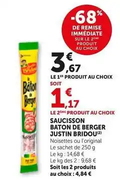 Bi1 Justin bridou - saucisson baton de berger offre
