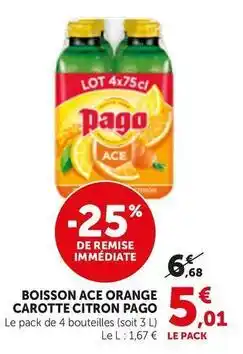 Bi1 Pago - boisson ace orange carotte citron offre