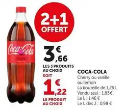 Bi1 Coca cola - cherry ou vanille ou lemon offre