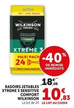 Bi1 Wilkinson - rasoirs jetables xtreme 3 sensitive comfort offre