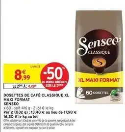 Intermarché Senseo - dosettes de café classique xl maxi format offre